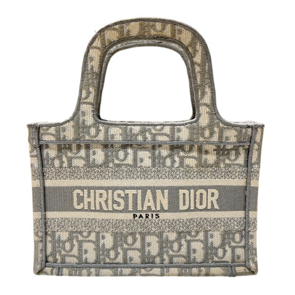 Christian Dior Book Tote Oblique Canvas Handbag Light Grey